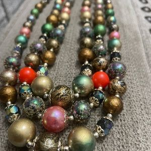 Multicolored rare vintage 3 tier necklace